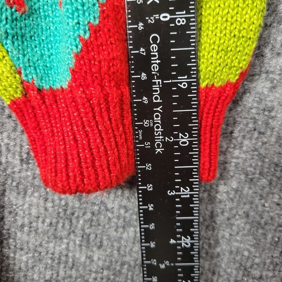 CHRISTINE FOLEY Vintage Red Artsy Folk Bird Knitted Art To Wear Cardigan SIZE 2 - Picture 11 of 13